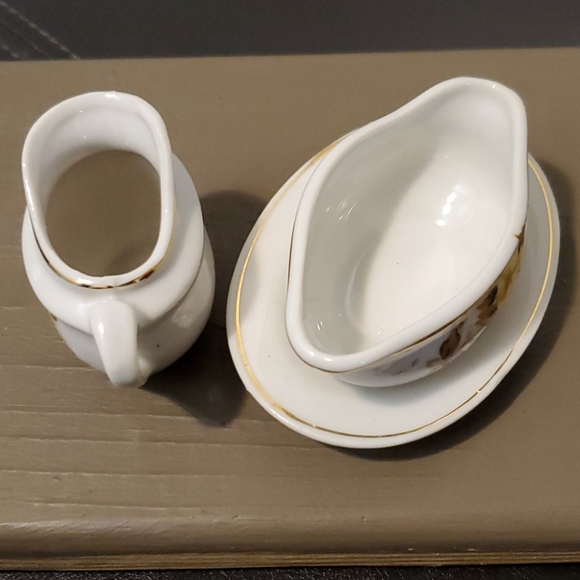 VTG & Beautiful Miniature Cream & Sugar Decor Yellow Rose Porcelain Victorian - Picture 10 of 11